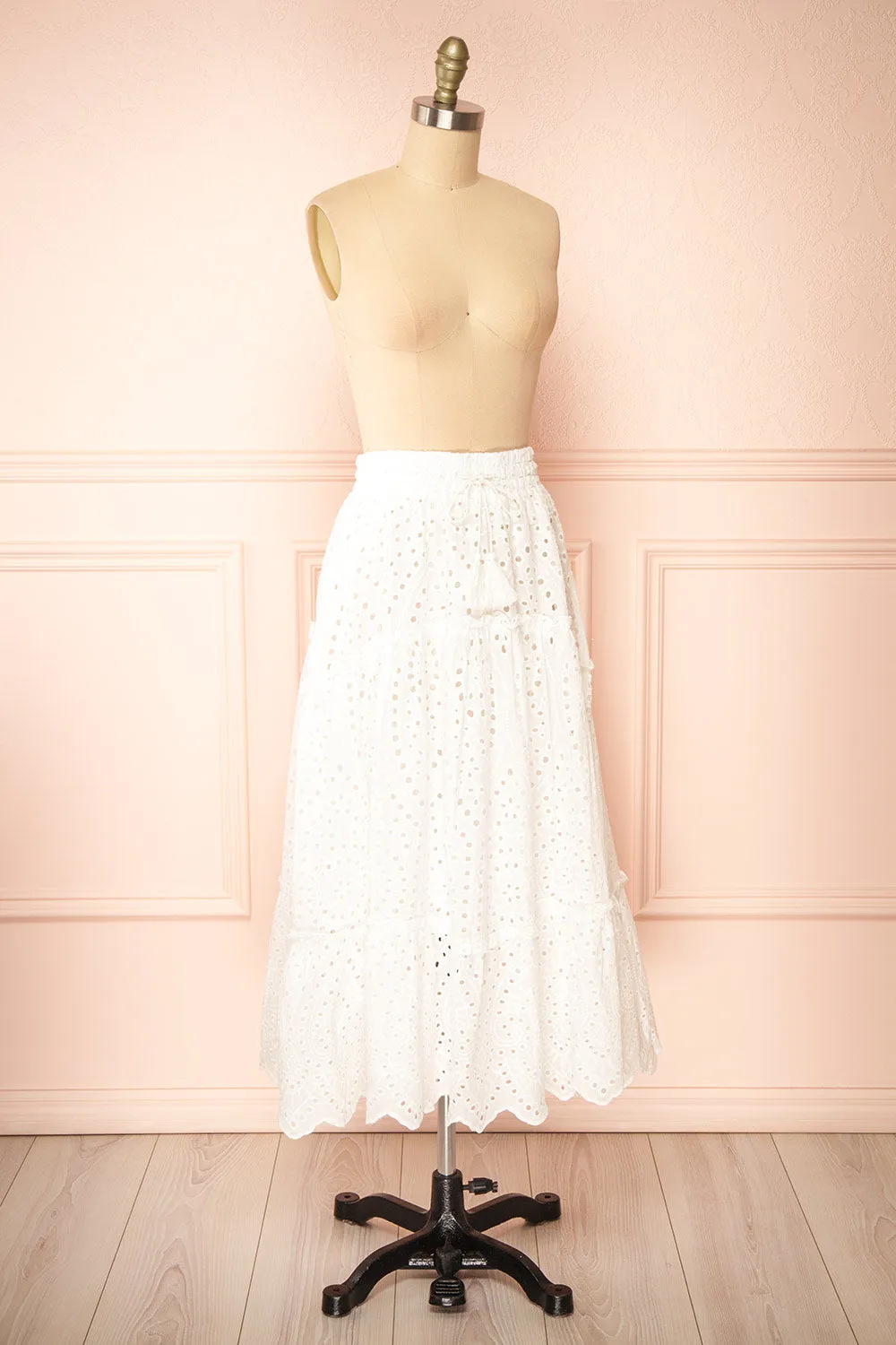 Atarah | White Midi Skirt w/ Openwork Lace sold by Boutique 1861 product image thumbnail 4