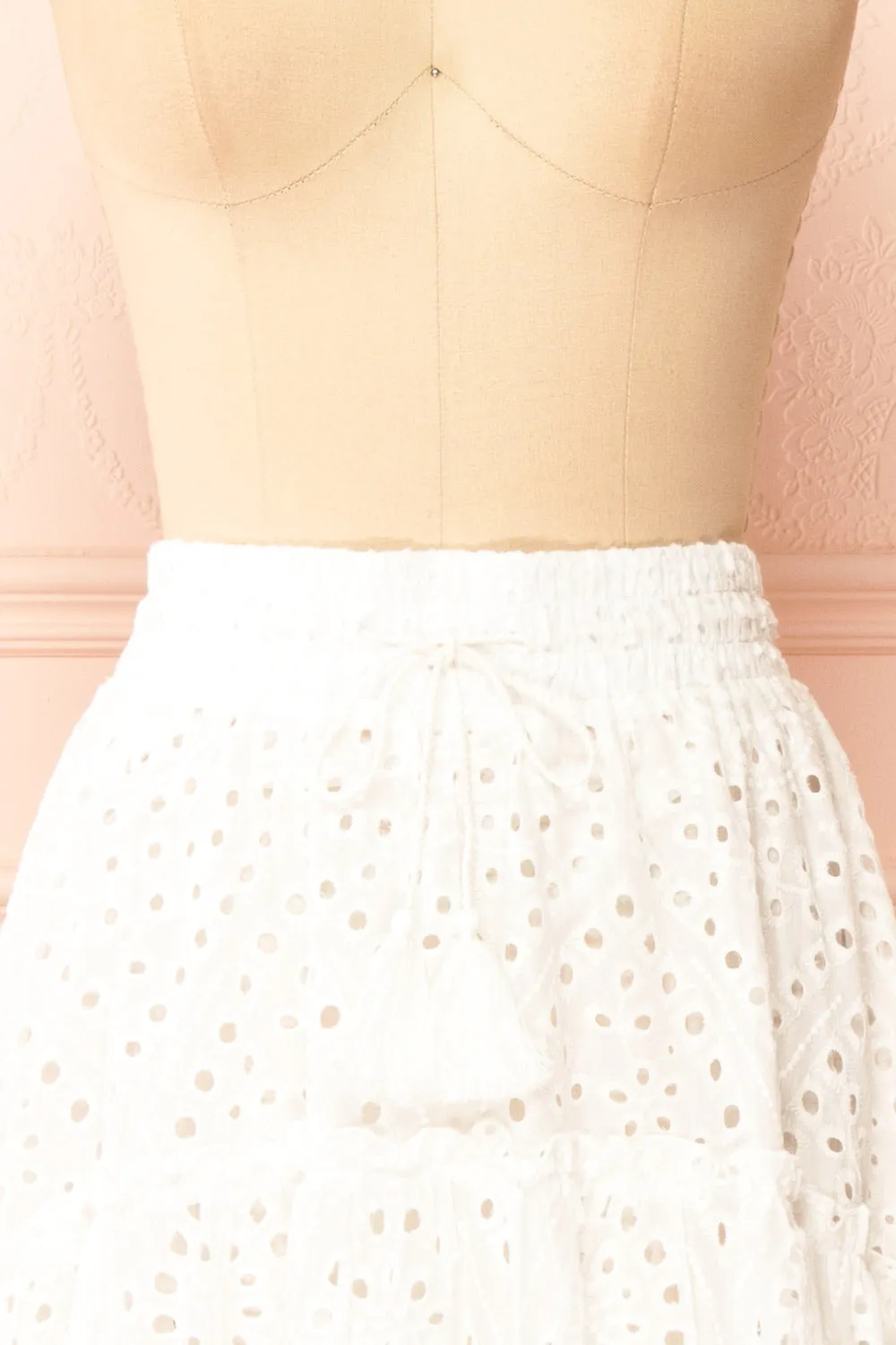 Atarah | White Midi Skirt w/ Openwork Lace sold by Boutique 1861 product image thumbnail 3