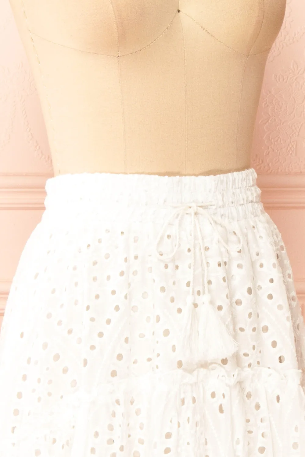 Atarah | White Midi Skirt w/ Openwork Lace sold by Boutique 1861 product image thumbnail 5