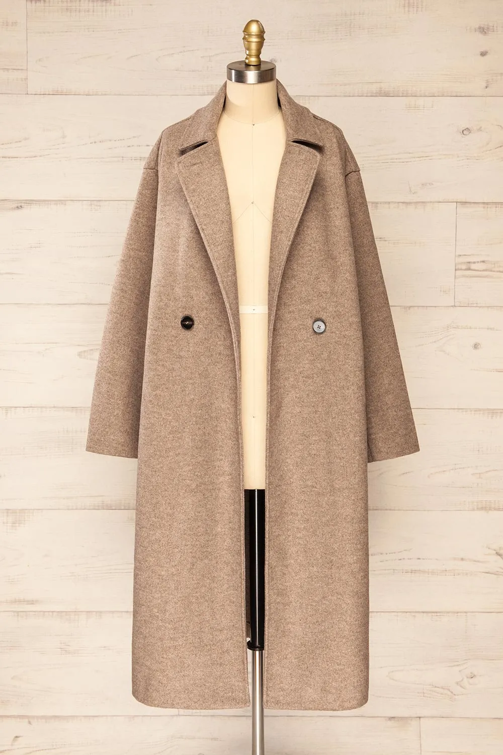 Lhasa | Long Taupe Felt Coat sold by Boutique 1861 product image thumbnail 3