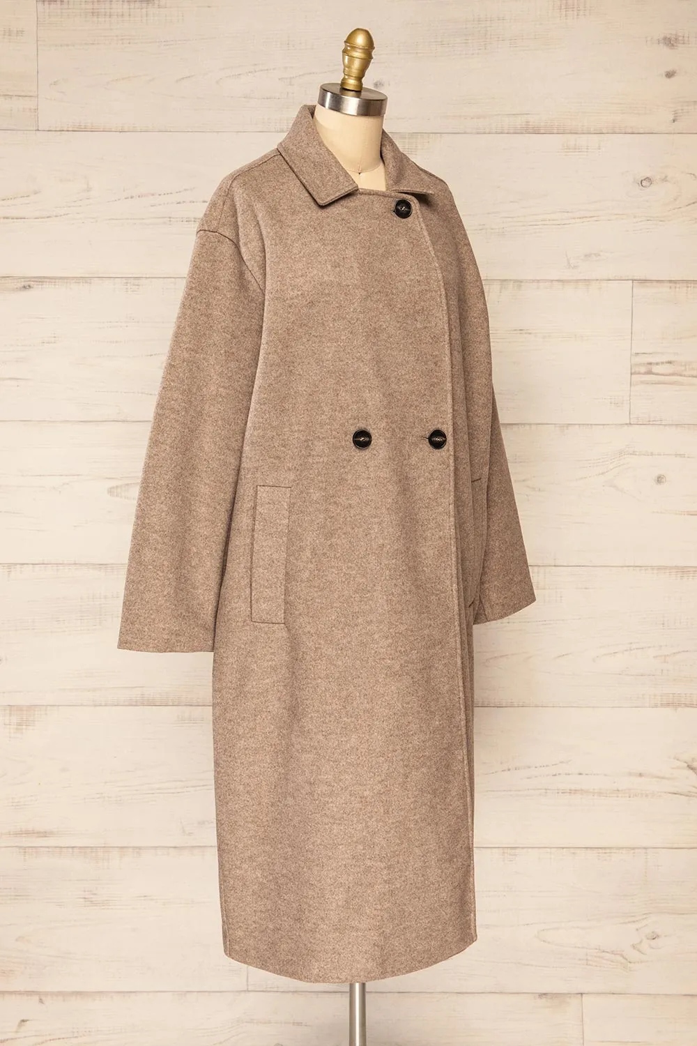 Lhasa | Long Taupe Felt Coat sold by Boutique 1861 product image thumbnail 5