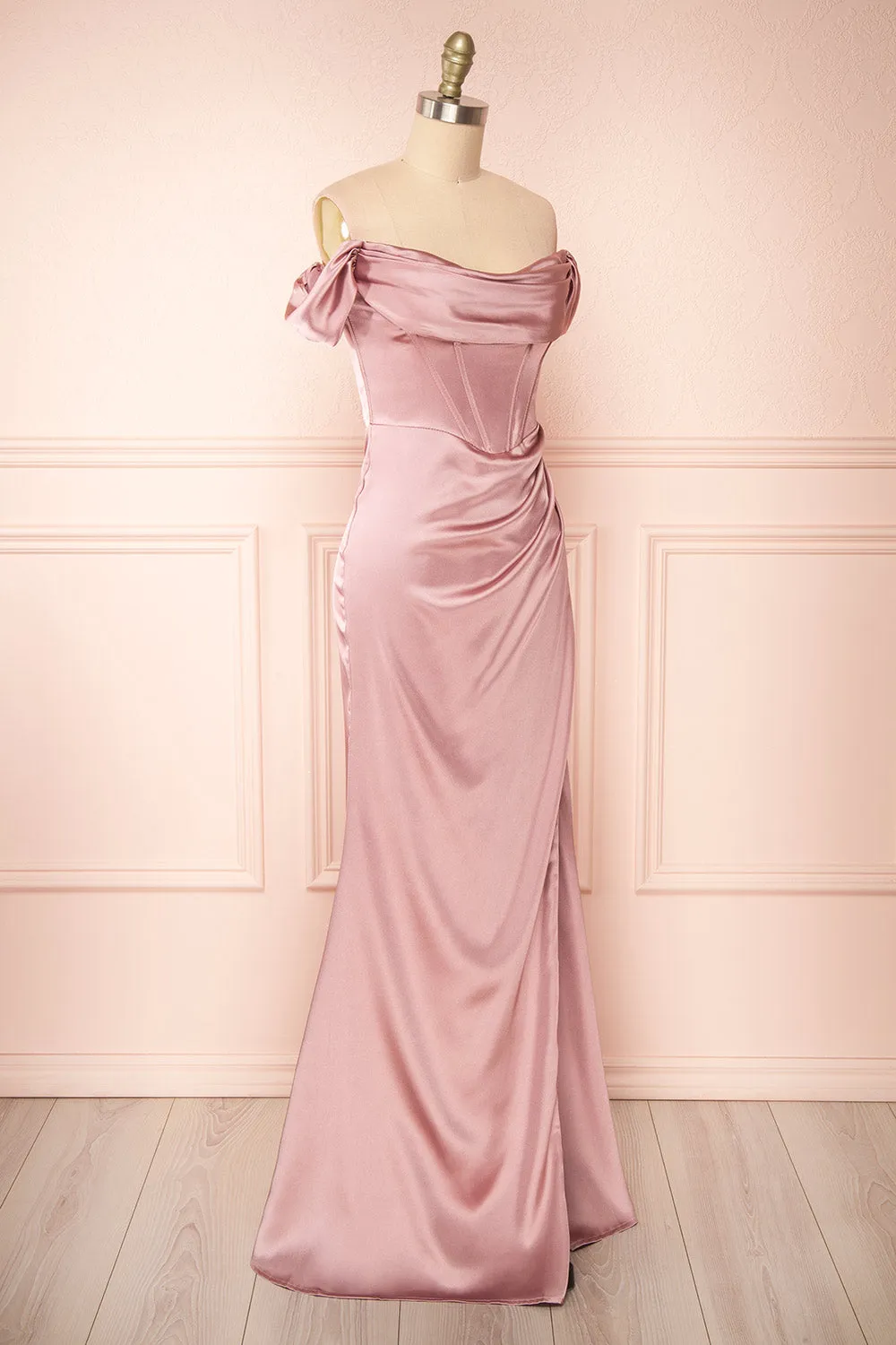 Evolet Mauve | Off-Shoulder Corset Maxi Dress sold by Boutique 1861 product image thumbnail 4