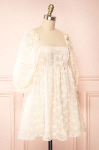 Olympe | Cream Babydoll Dress w/ Flowers sold by Boutique 1861