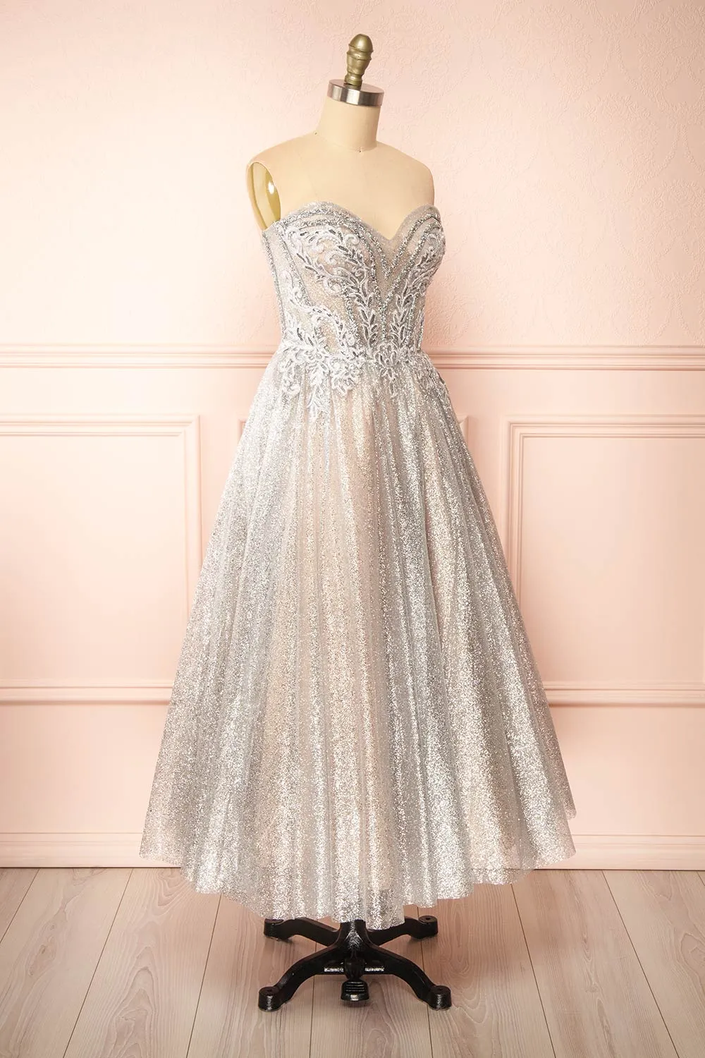 Novalie | Strapless Glitter Midi Dress sold by Boutique 1861 product image thumbnail 4