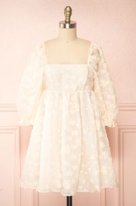 Olympe | Cream Babydoll Dress w/ Flowers sold by Boutique 1861