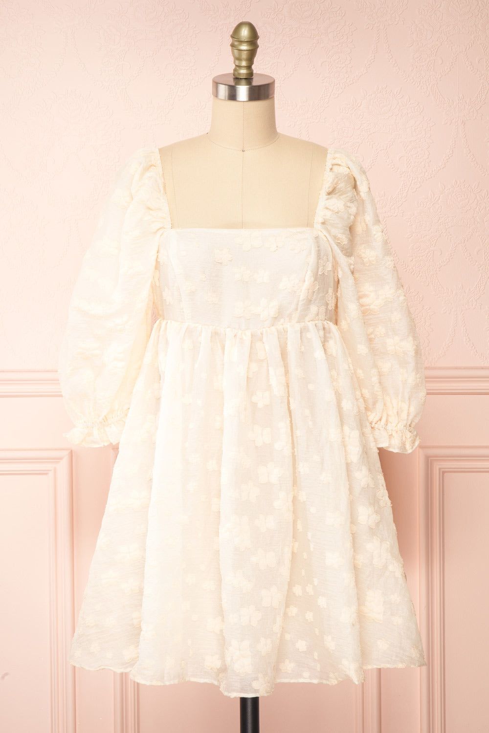 Olympe | Cream Babydoll Dress w/ Flowers sold by Boutique 1861