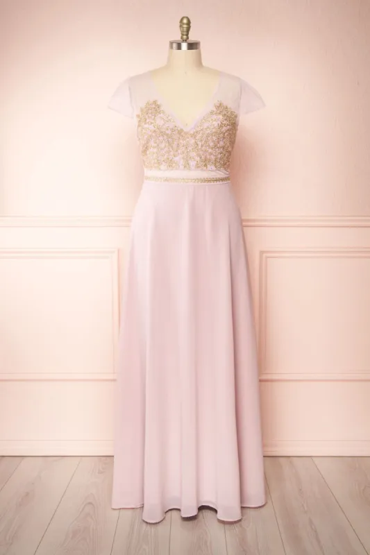 Theola Mauve | Plus Size Embroidered Maxi Dress sold by Boutique 1861