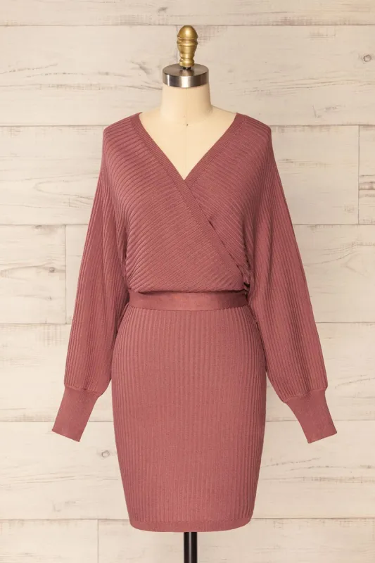 Bergame Pink | Knitted Wrap Dress sold by Boutique 1861