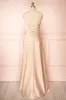 Julia Champagne | Satin Maxi Dress w/ High Slit sold by Boutique 1861