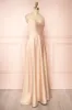 Julia Champagne | Satin Maxi Dress w/ High Slit sold by Boutique 1861