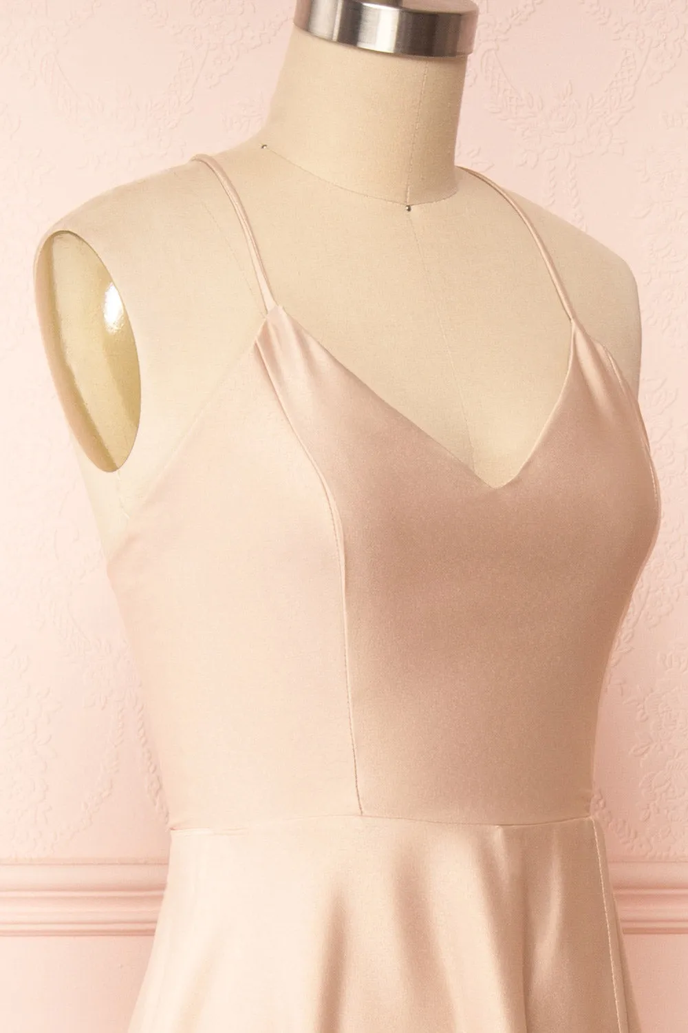 Julia Champagne | Satin Maxi Dress w/ High Slit sold by Boutique 1861 product image thumbnail 4