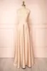 Julia Champagne | Satin Maxi Dress w/ High Slit sold by Boutique 1861