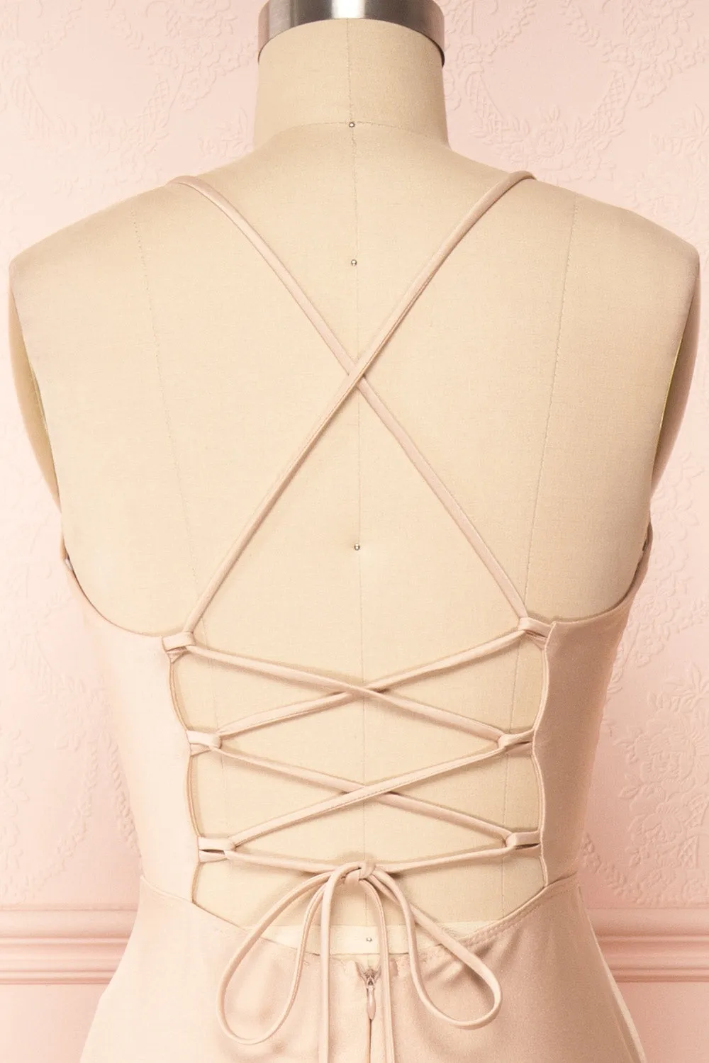 Julia Champagne | Satin Maxi Dress w/ High Slit sold by Boutique 1861 product image thumbnail 2