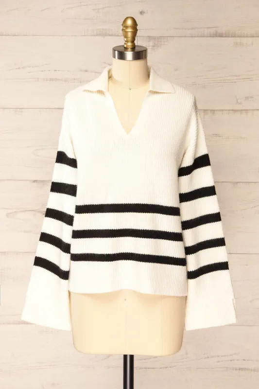 Edmunds | Striped Sweater w/ V-Neck sold by Boutique 1861