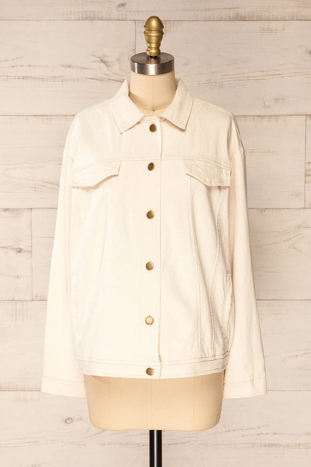 Majorque | Oversized Beige Denim Jacket sold by Boutique 1861
