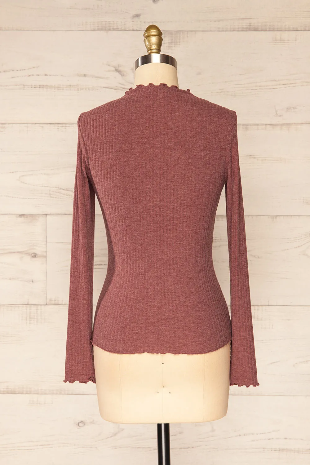 Faaset Mauve | Ribbed Top w/ Stand Collar sold by Boutique 1861 product image thumbnail 5
