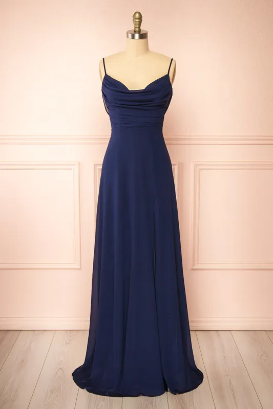 Kieran Navy | A-Line Maxi Dress w/ Lace sold by Boutique 1861