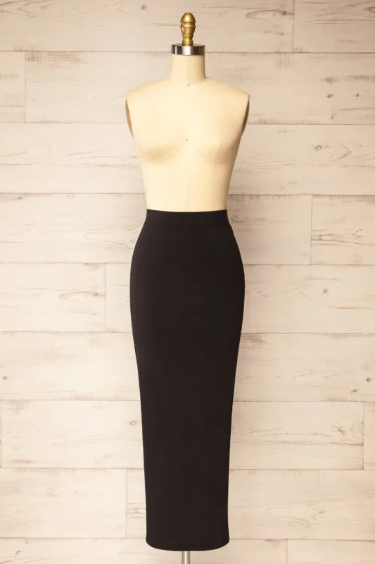 Addis | Black Long Skirt w/ Side Slit sold by Boutique 1861