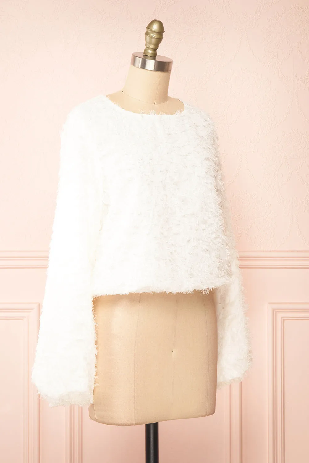 Saphina | White Crop Top w/ Feathery Texture sold by Boutique 1861 product image thumbnail 3