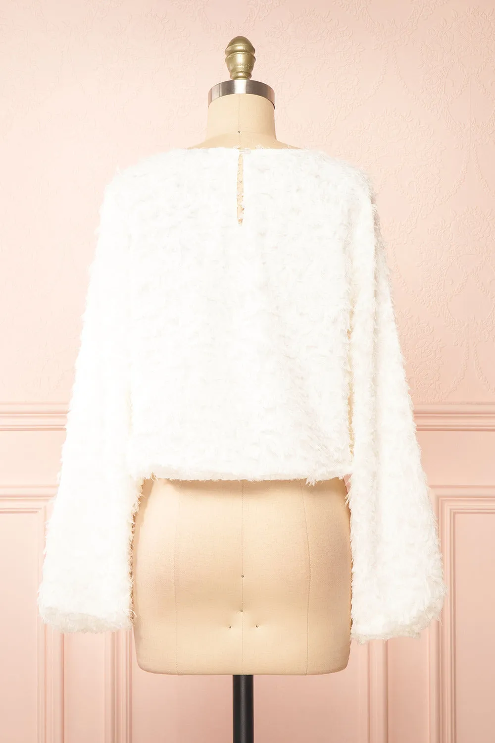 Saphina | White Crop Top w/ Feathery Texture sold by Boutique 1861 product image thumbnail 5