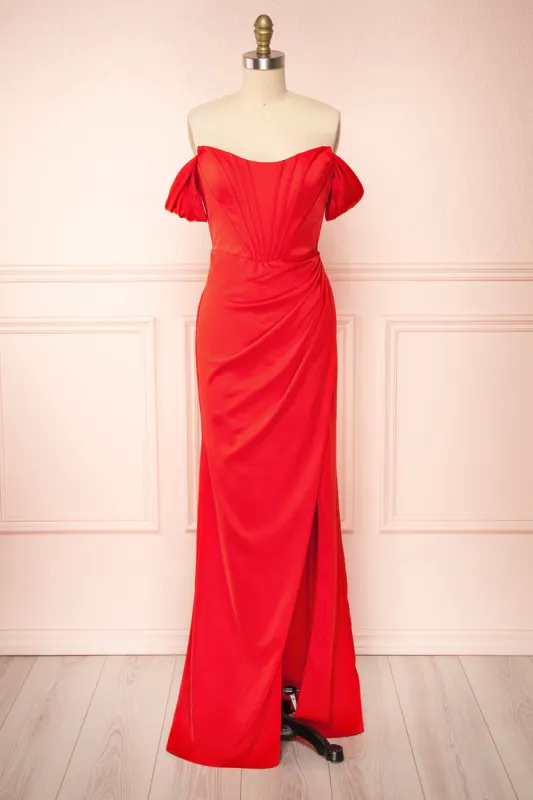 Namie Red | Corset Maxi Dress w/ Removable Straps sold by Boutique 1861