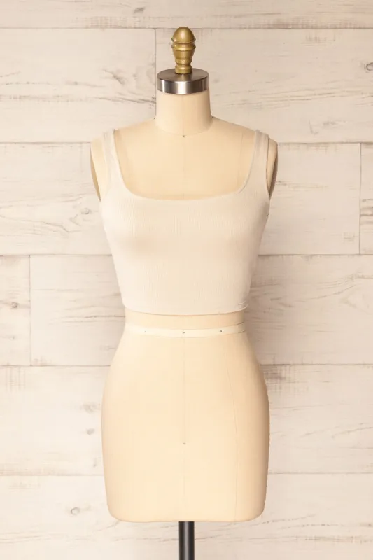 Taipei Beige | Cropped Ribbed Cami Top sold by Boutique 1861