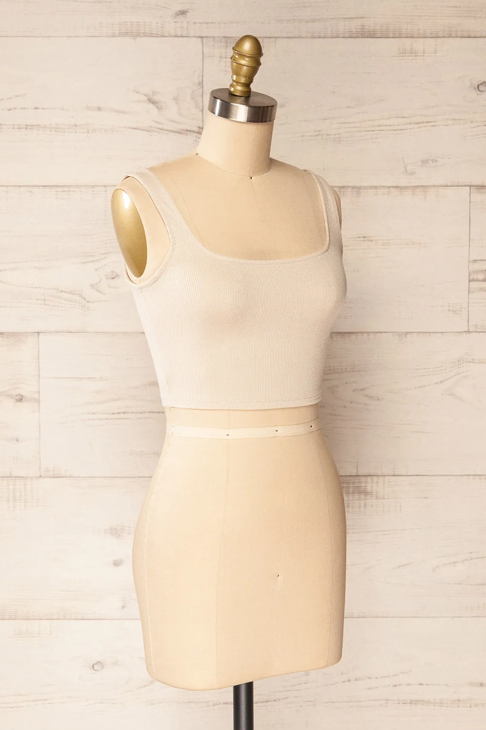 Taipei Beige | Cropped Ribbed Cami Top sold by Boutique 1861 product image thumbnail 3