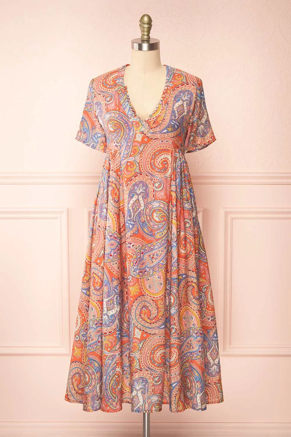 Percie | Paisley Midi Dress w/ Short Sleeves sold by Boutique 1861