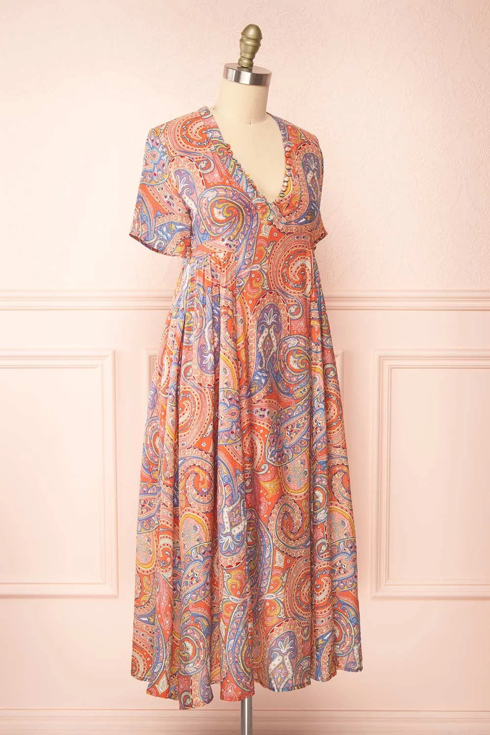 Percie | Paisley Midi Dress w/ Short Sleeves sold by Boutique 1861 product image thumbnail 3