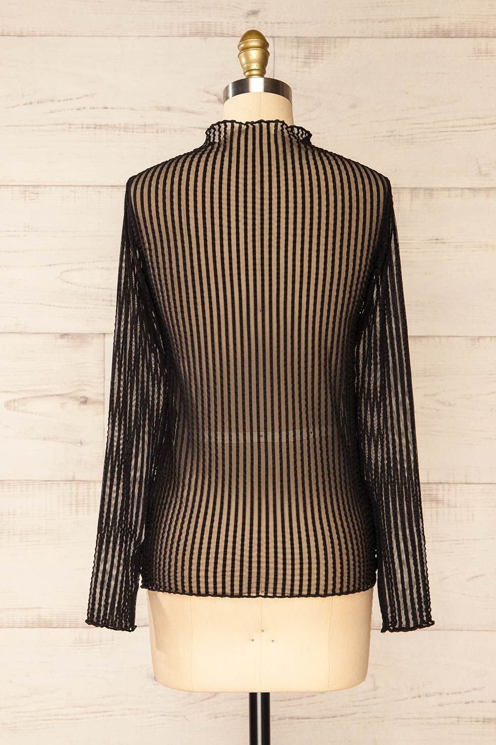 Dubrovnik | Ribbed Mesh Long Sleeve Black Top sold by Boutique 1861 product image thumbnail 5