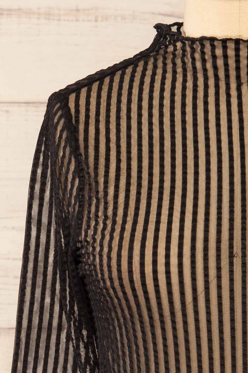 Dubrovnik | Ribbed Mesh Long Sleeve Black Top sold by Boutique 1861 product image thumbnail 2