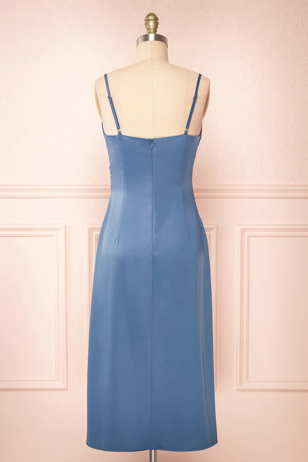 Chloe Blue | Cowl Neck Satin Midi Slip Dress sold by Boutique 1861 product image thumbnail 5