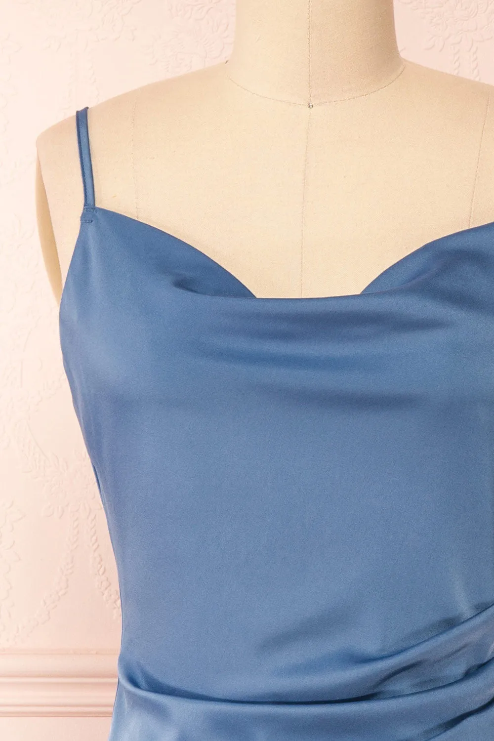 Chloe Blue | Cowl Neck Satin Midi Slip Dress sold by Boutique 1861 product image thumbnail 2