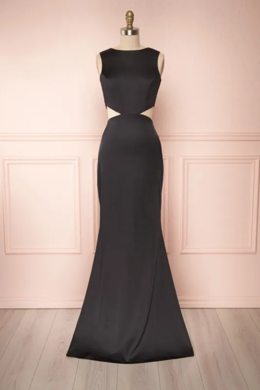 Vallata Satin | Black Mermaid Gown sold by Boutique 1861
