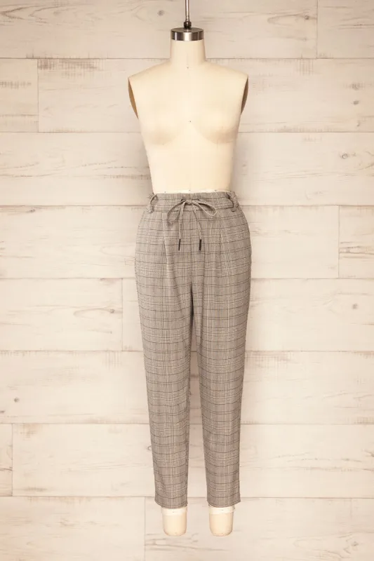 Hamilton Grey | High-Waisted Plaid Pants w/ Drawstring sold by Boutique 1861