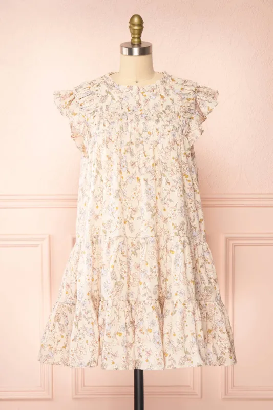 Lerona | Short Floral Dress w/ Ruffles made by Boutique 1861