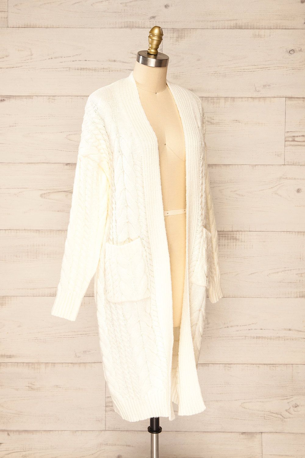 Valletta Ivory | Open Front Knit Long Cardigan sold by Boutique 1861 product image thumbnail 4