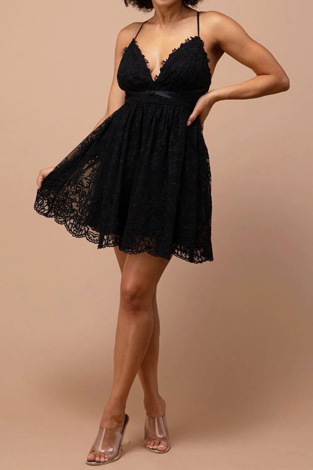 Sofie Black | Short Embroidered Dress w/ V-neckline sold by Boutique 1861 product image thumbnail 2