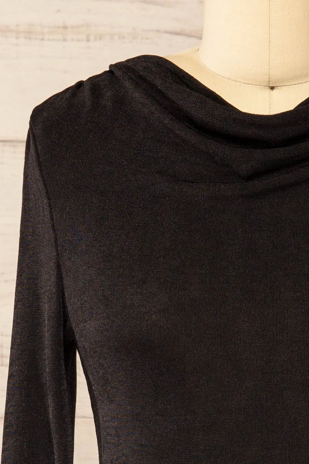 Kotidien | Black Sheer Top with Cowl Neckline sold by Boutique 1861 product image thumbnail 2