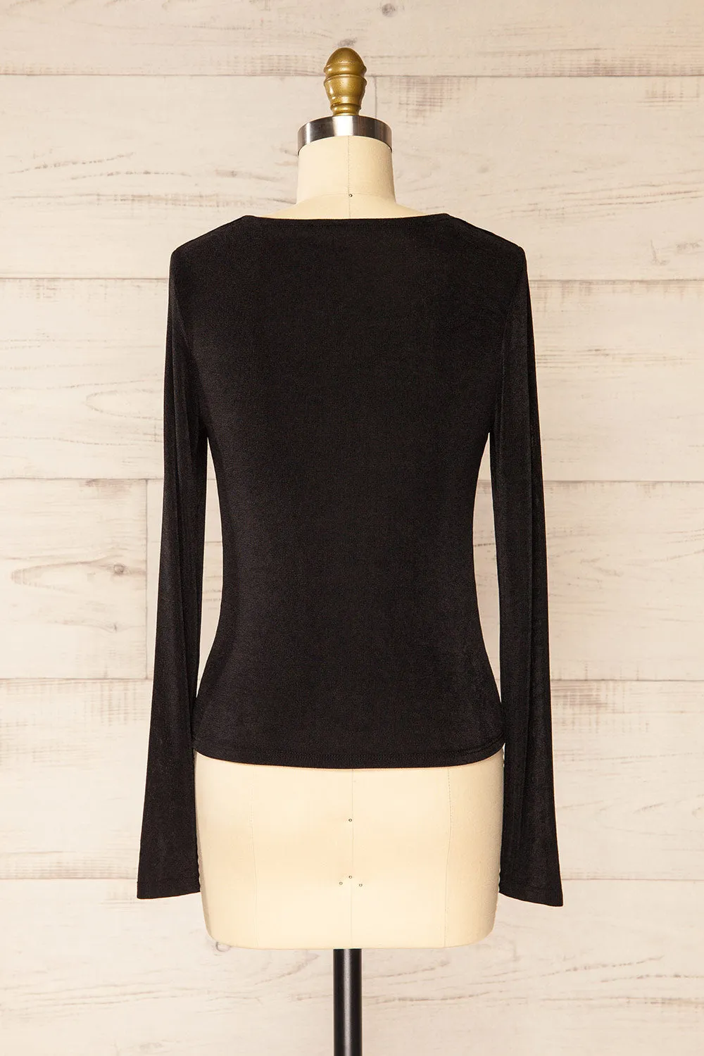 Kotidien | Black Sheer Top with Cowl Neckline sold by Boutique 1861 product image thumbnail 5