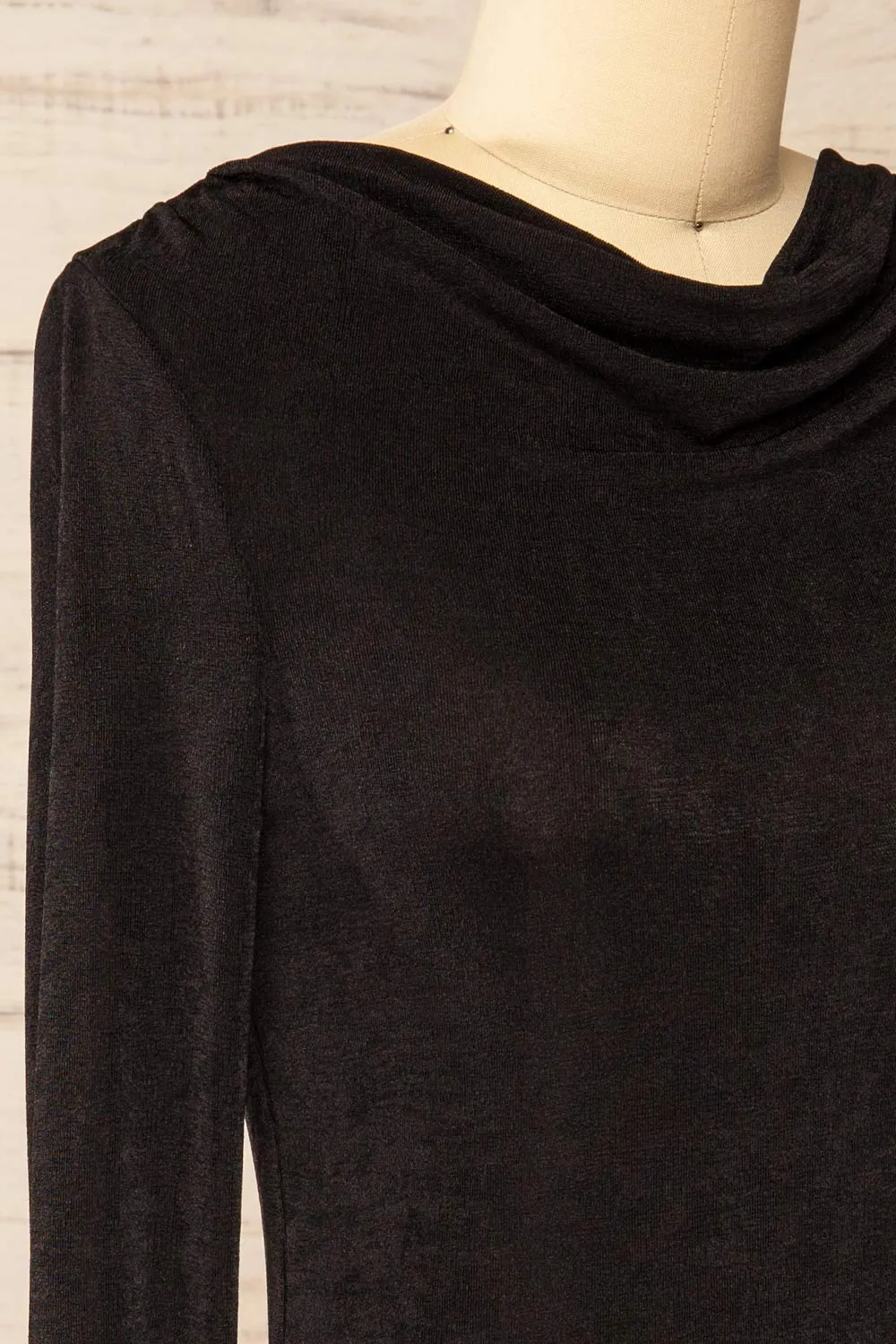 Kotidien | Black Sheer Top with Cowl Neckline sold by Boutique 1861 product image thumbnail 4