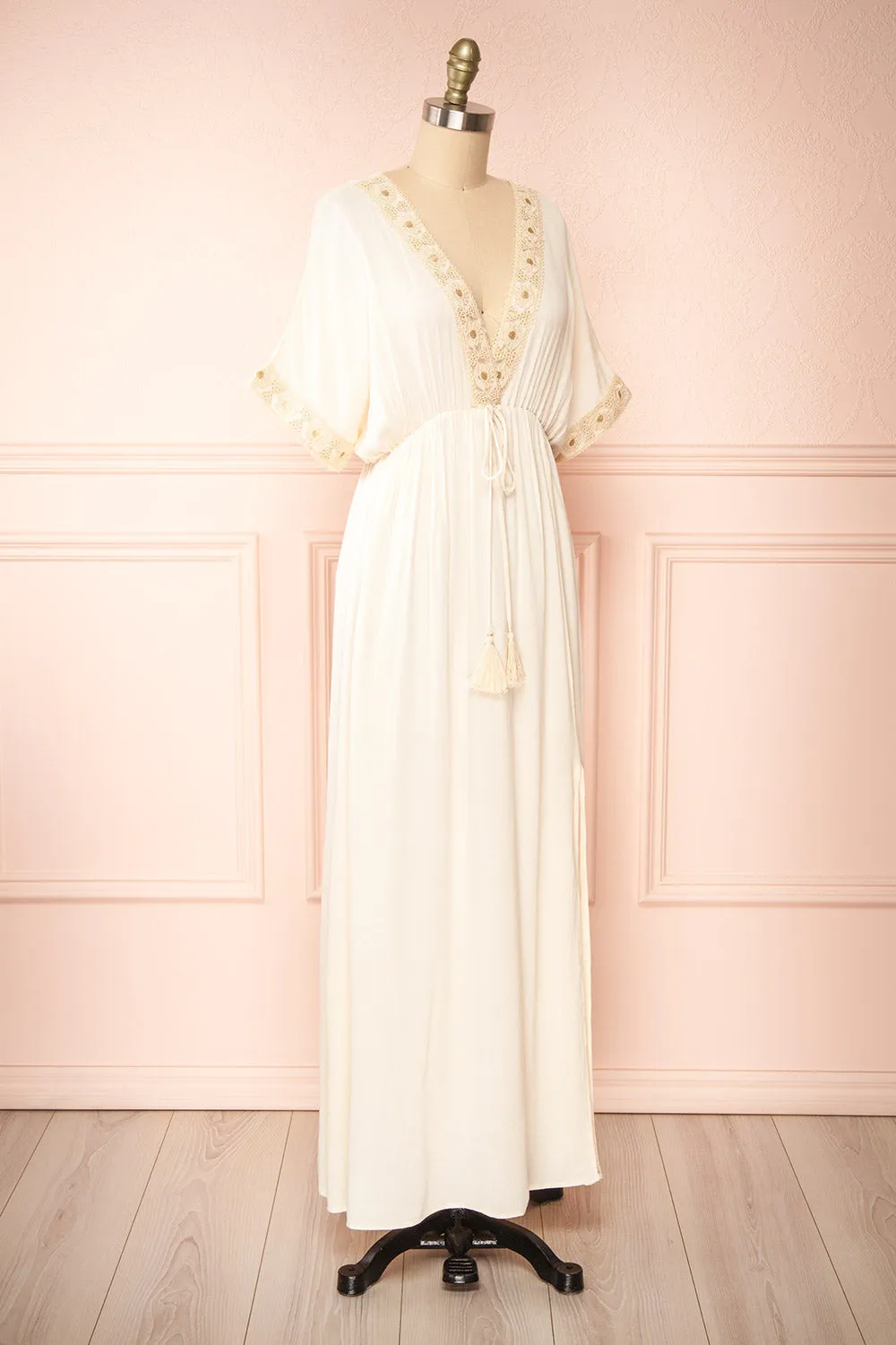 Avalon Ivory | Short Sleeve Maxi Dress w/ Embroidery sold by Boutique 1861 product image thumbnail 3