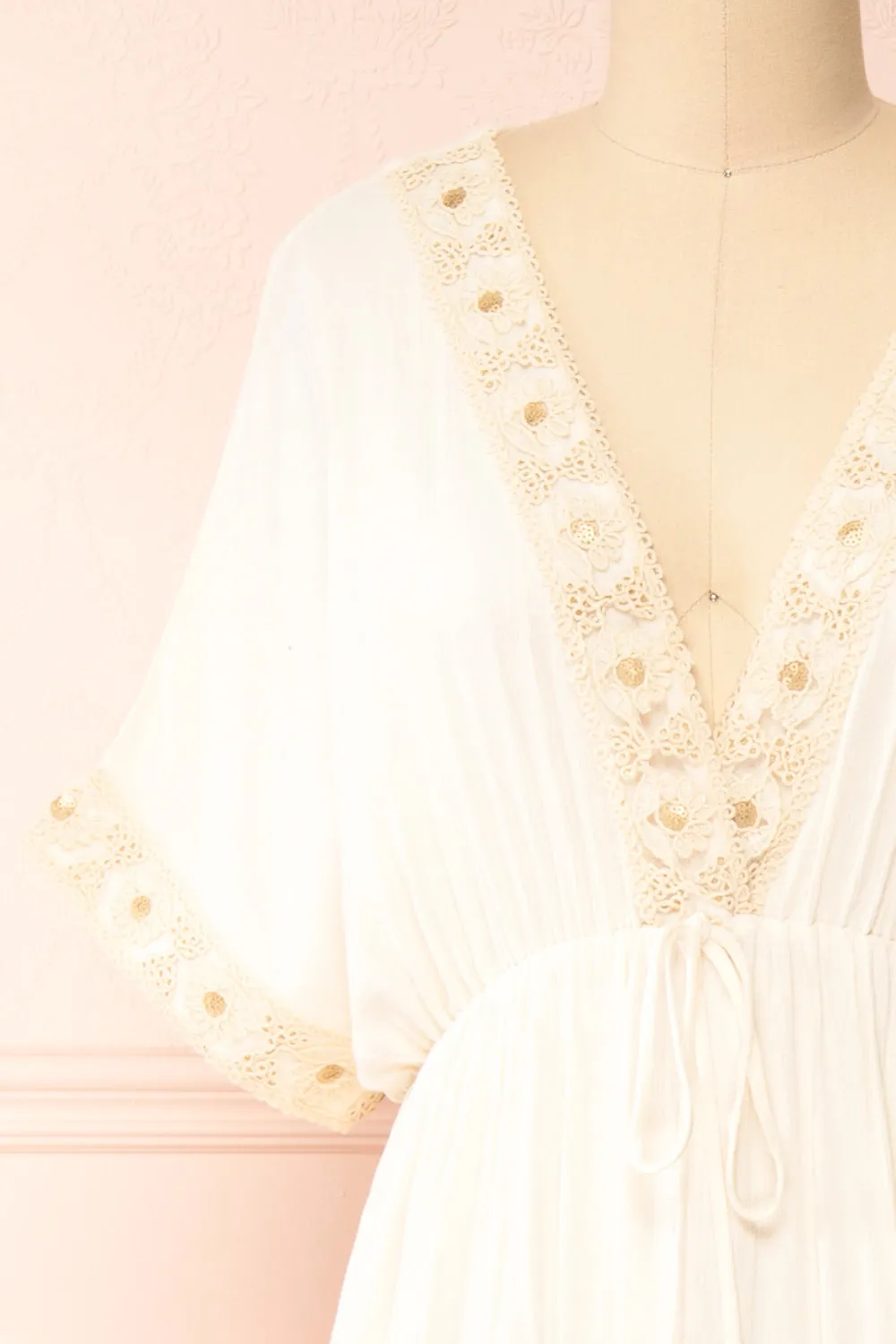 Avalon Ivory | Short Sleeve Maxi Dress w/ Embroidery sold by Boutique 1861 product image thumbnail 2