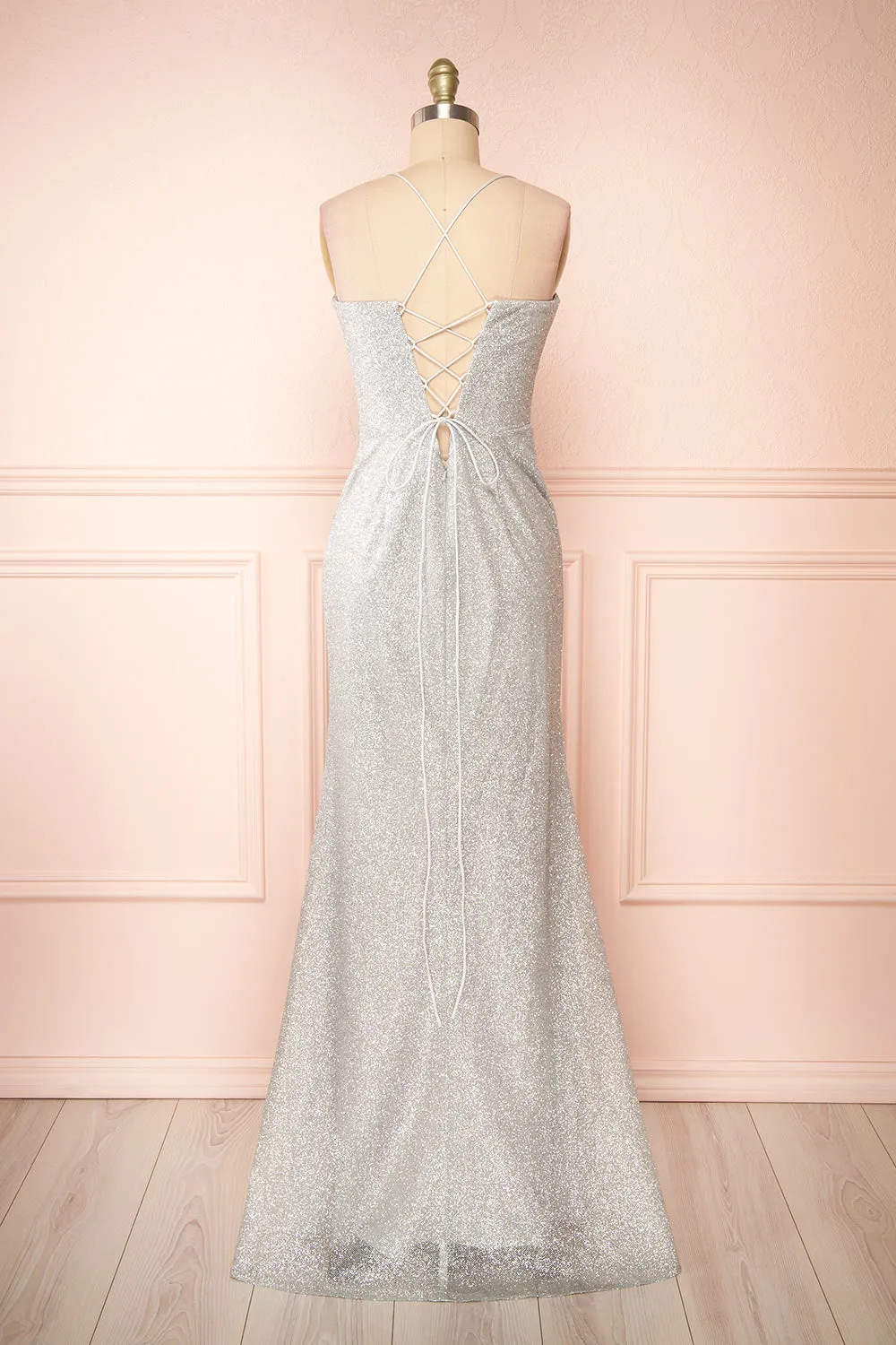 Frosti Silver | Sparkly Cowl Neck Maxi Dress sold by Boutique 1861 product image thumbnail 4