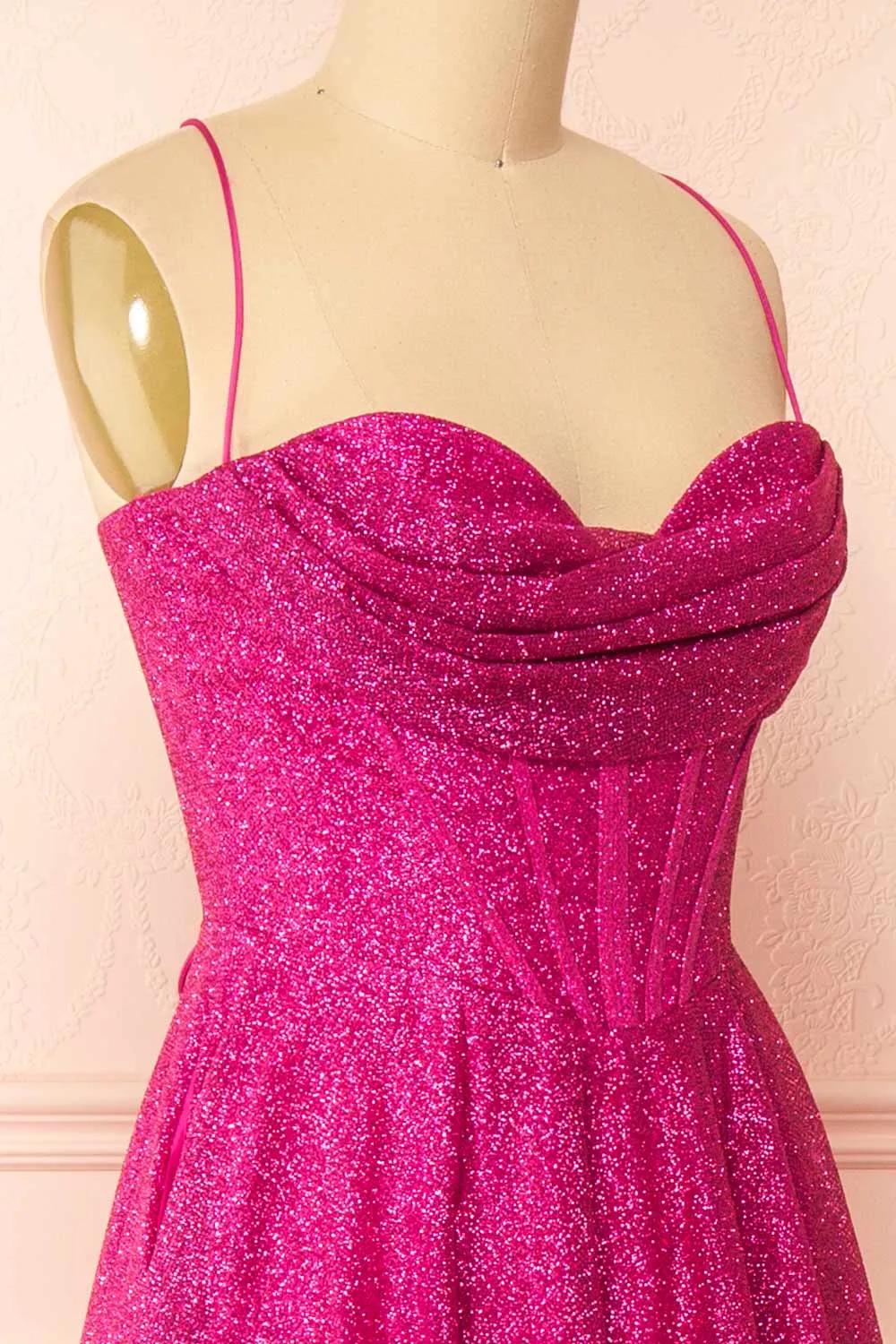 Lexy Fuchsia | Sparkly Cowl Neck Maxi Dress sold by Boutique 1861 product image thumbnail 5
