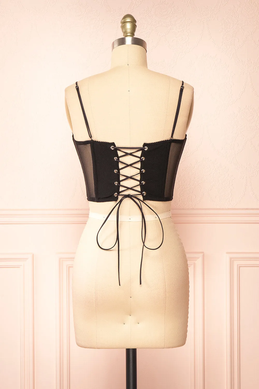 Lucie | Cropped Black Lace Corset w/ Roses sold by Boutique 1861 product image thumbnail 5