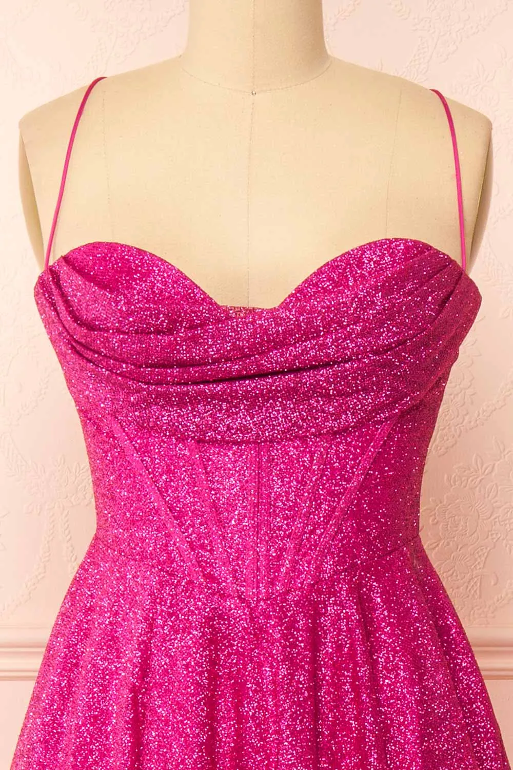 Lexy Fuchsia | Sparkly Cowl Neck Maxi Dress sold by Boutique 1861 product image thumbnail 3