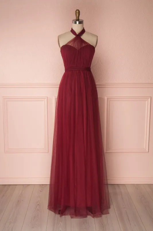 Linaya Deep Red | Tulle Polymorphous Dress sold by Boutique 1861