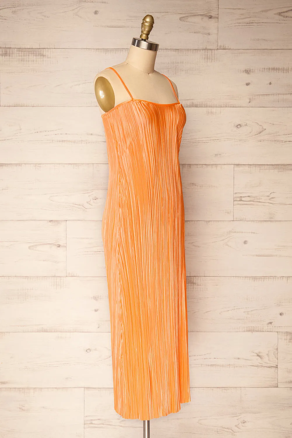 Cordoba Orange | Pleated Midi Dress sold by Boutique 1861 product image thumbnail 3