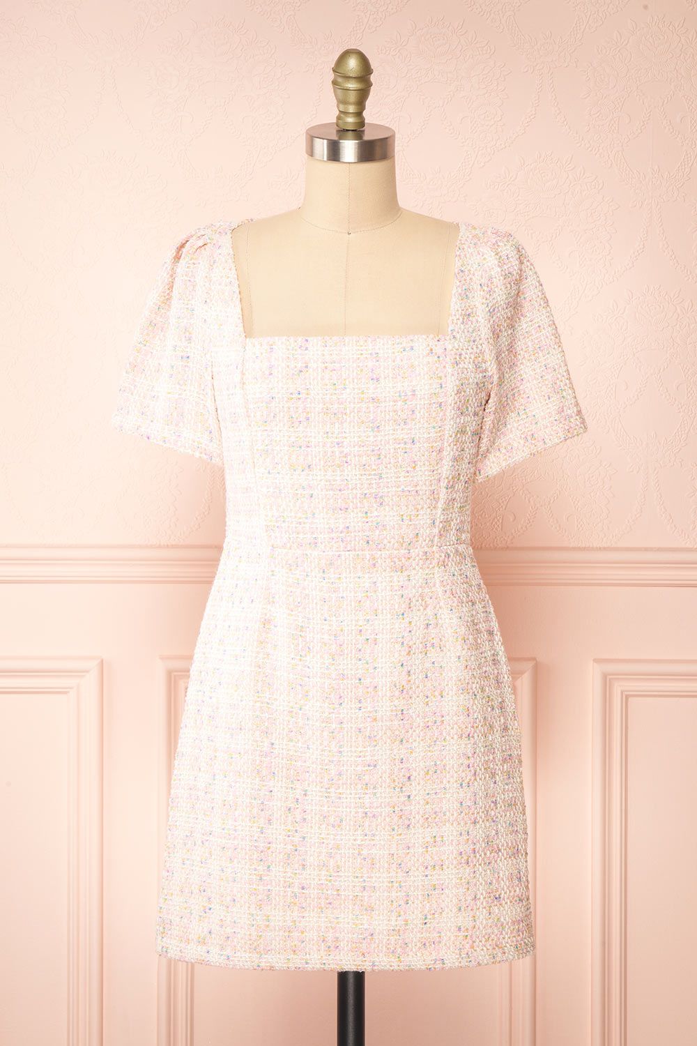 Esyle | Short Pink Tweed Dress sold by Boutique 1861